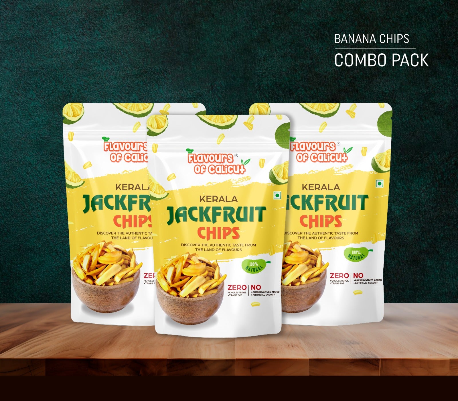 Flavours of Calicut Jackfruit (chakka) Chips Pack of 3 (3x 150g)